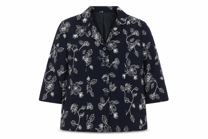 Eastex Women’s Blue Floral 3/4 Sleeve Polyester Blazer Size 14