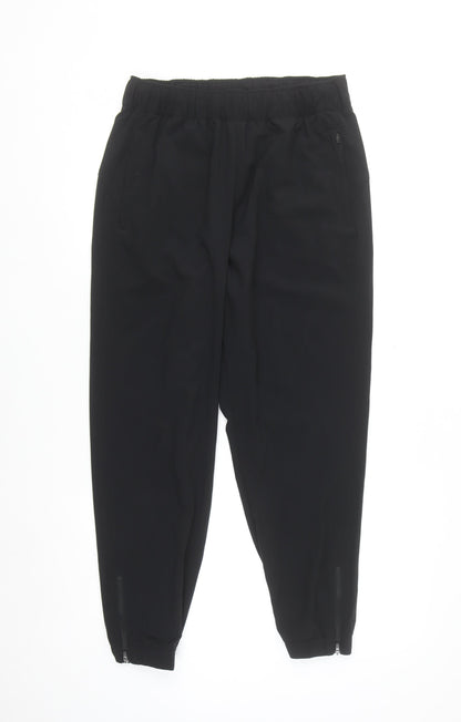 H&M Move Womens Black Jogger Trousers M Elastic Waist Zip Ankles