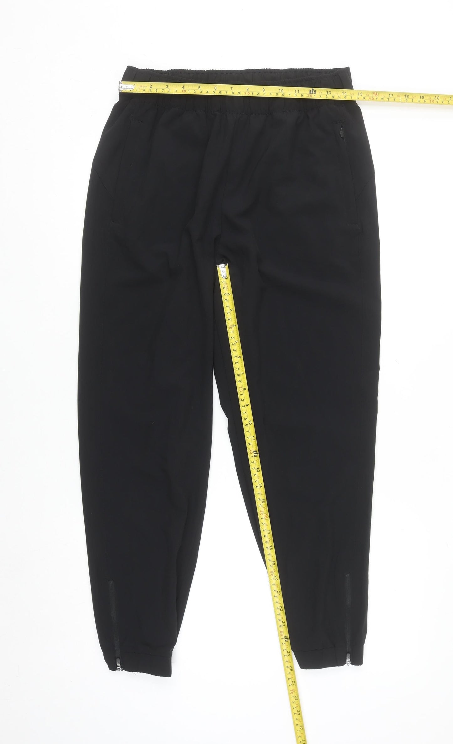 H&M Move Womens Black Jogger Trousers M Elastic Waist Zip Ankles