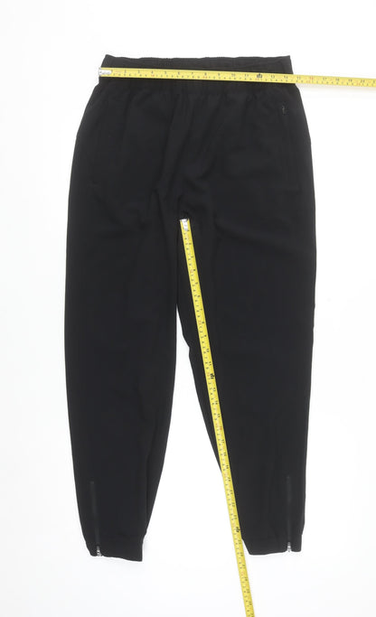 H&M Move Womens Black Jogger Trousers M Elastic Waist Zip Ankles
