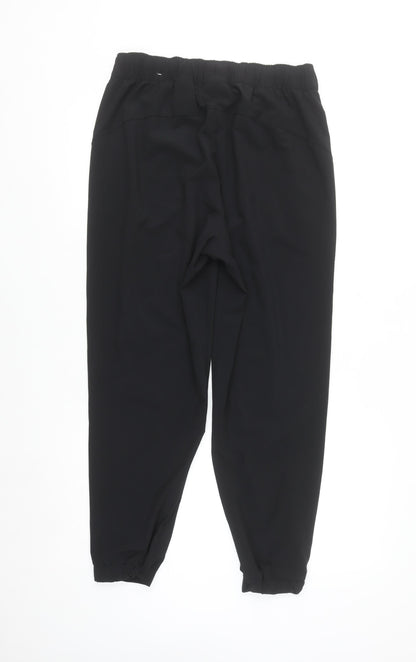 H&M Move Womens Black Jogger Trousers M Elastic Waist Zip Ankles