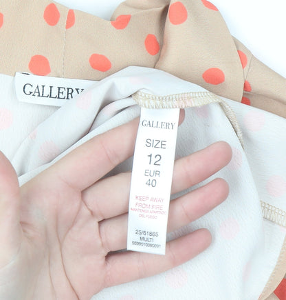 Gallery Women Beige Polka Dot Kimono Blouse Size 12