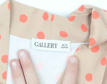 Gallery Women Beige Polka Dot Kimono Blouse Size 12
