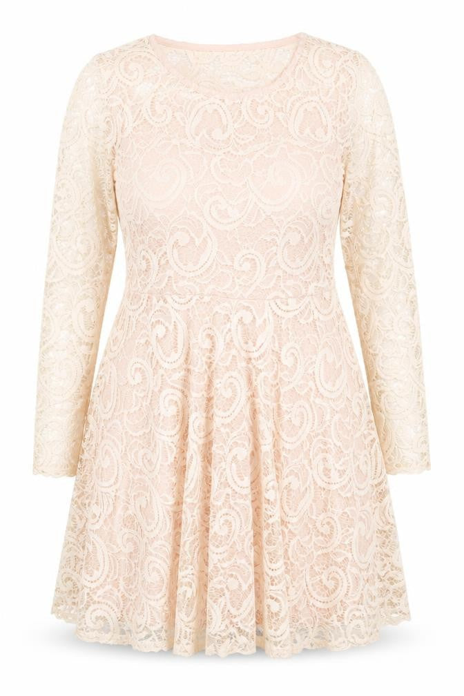 Nikka Women's Beige Lace Fit & Flare Dress Size 16 Party Wedding