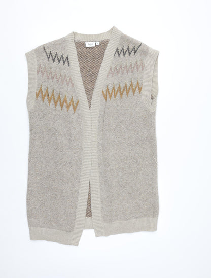 Saint Tropez Beige Knit Geometric Sleeveless Vest S