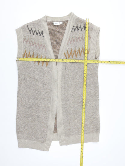 Saint Tropez Beige Knit Geometric Sleeveless Vest S