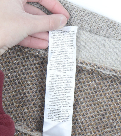 Saint Tropez Beige Knit Geometric Sleeveless Vest S