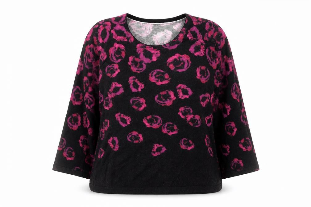 Precis Petite Womens Black Pink Animal Print Knit Jumper L