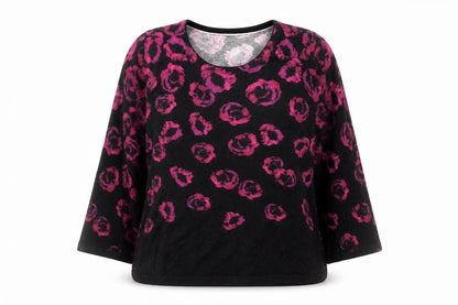 Precis Petite Womens Black Pink Animal Print Knit Jumper L