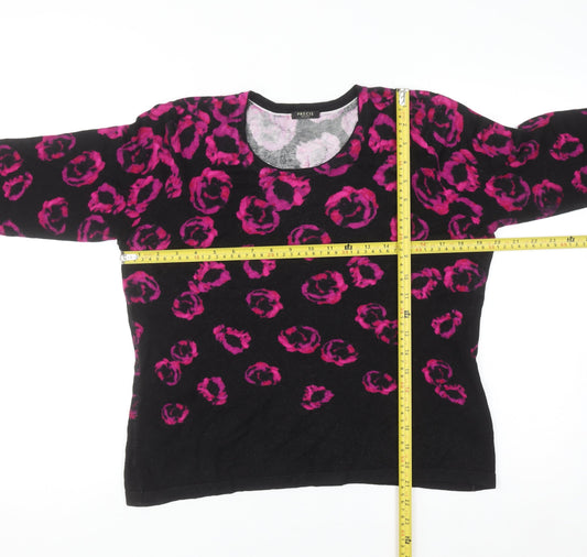 Precis Petite Womens Black Pink Animal Print Knit Jumper L