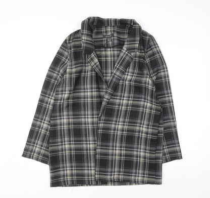Primark Women Grey Check Mid-Length Overcoat Size 16