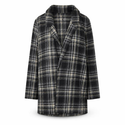 Primark Women Grey Check Mid-Length Overcoat Size 16