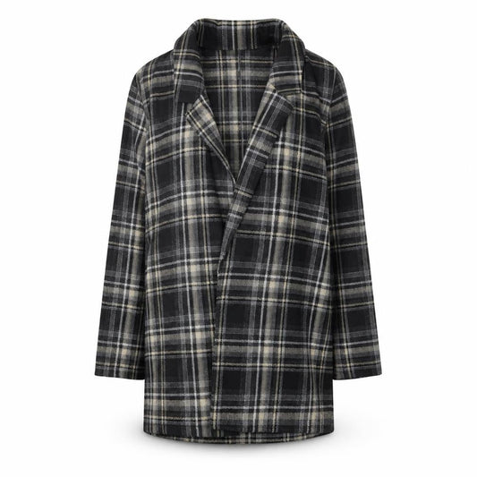 Primark Women Grey Check Mid-Length Overcoat Size 16