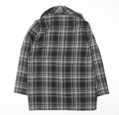 Primark Women Grey Check Mid-Length Overcoat Size 16