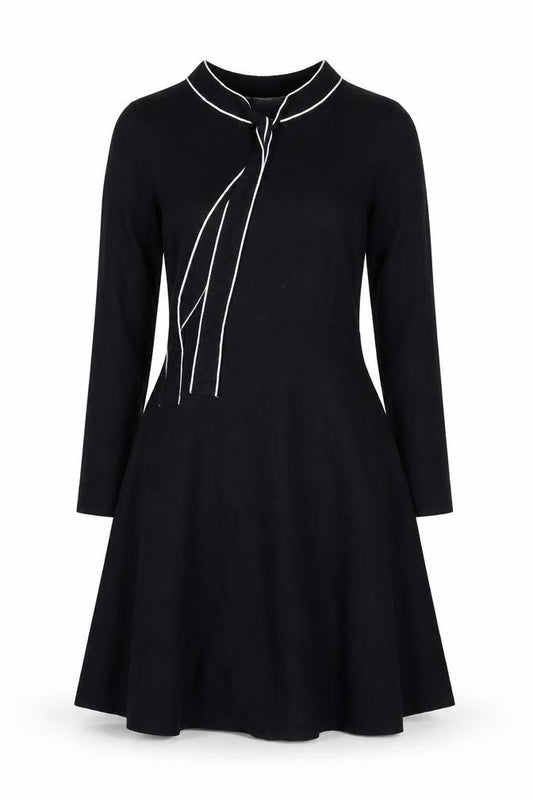Monsoon Women’s Black Fit & Flare Knit Dress Size 8 Long Sleeve