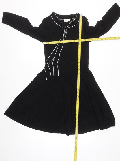 Monsoon Women’s Black Fit & Flare Knit Dress Size 8 Long Sleeve