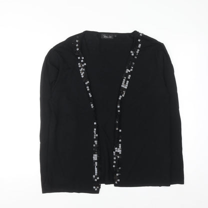 Pina Lia Women’s Black Sequin Trim Knit Cardigan Size L