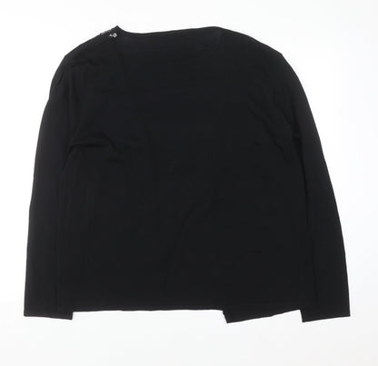 Pina Lia Women’s Black Sequin Trim Knit Cardigan Size L