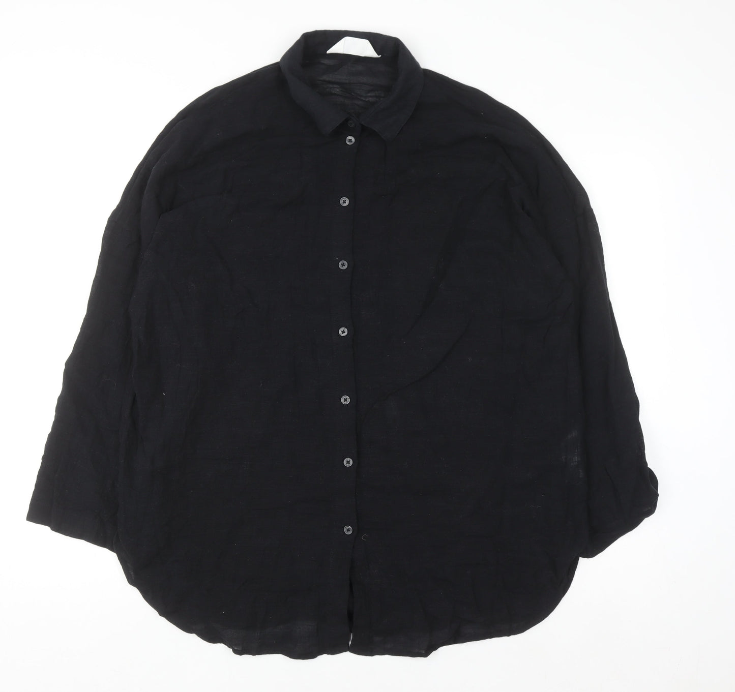 Primark Women’s Black Cotton Button-Up Shirt XL Long Sleeve