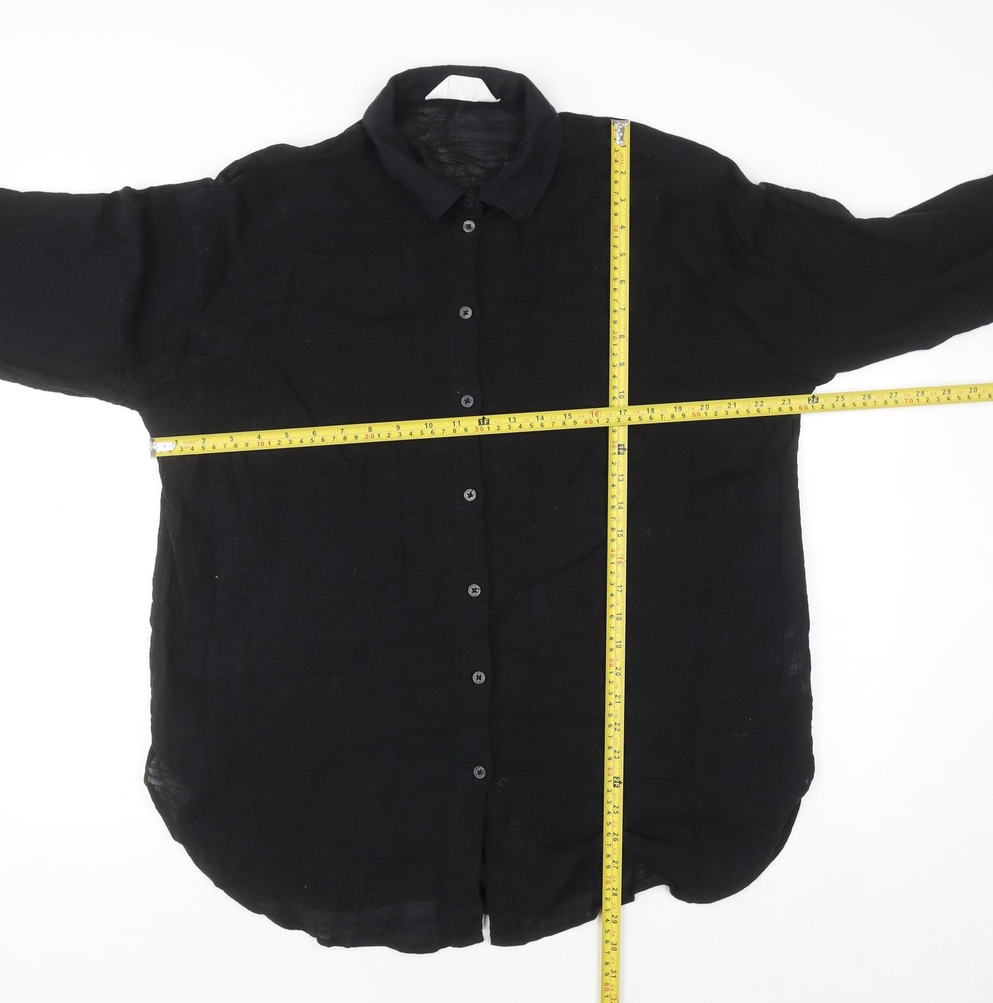 Primark Women’s Black Cotton Button-Up Shirt XL Long Sleeve