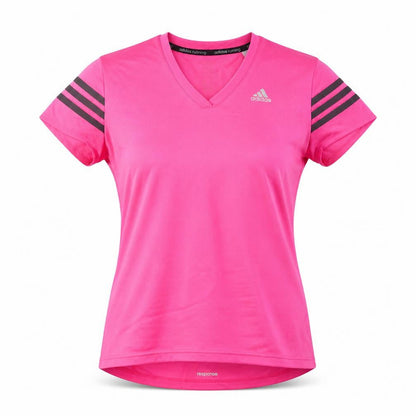 Adidas Women's Pink Climalite Running V-Neck T-Shirt Size S