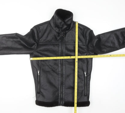 Primark Women’s Black Faux Leather Lined Biker Jacket Size S