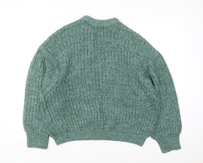 Pull & Bear Women’s Green Chunky Knit Acrylic Jumper Size 8