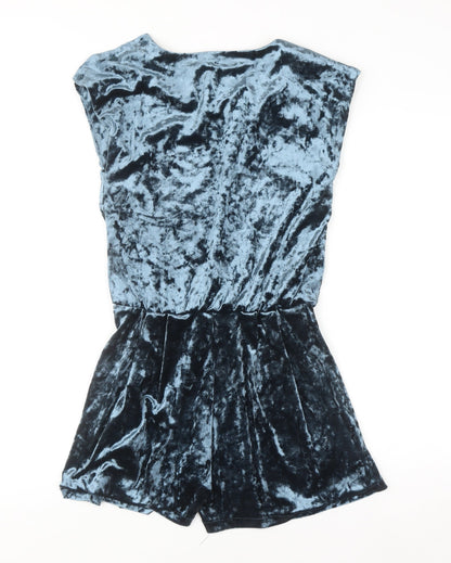 Next Girls Blue Velvet Sleeveless Party Playsuit 11 Years