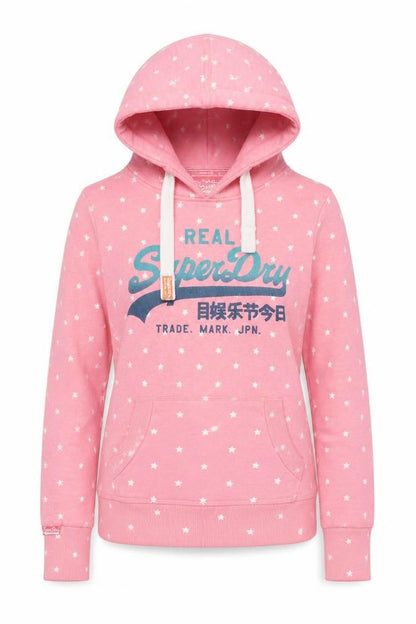 Superdry Womens Pink Star Print Pullover Hoodie XS