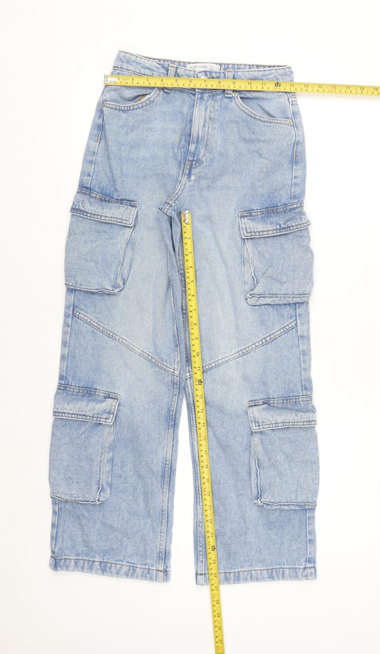 Denim Co Girls Blue Cargo Jeans 11-12 Years 152cm Light Wash Cotton