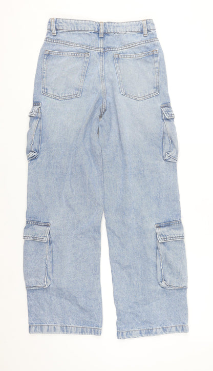 Denim Co Girls Blue Cargo Jeans 11-12 Years 152cm Light Wash Cotton