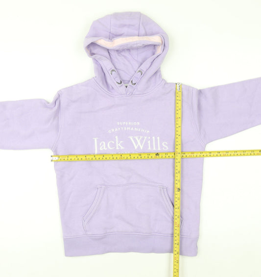 Jack Wills Girls Purple Pullover Hoodie 10-11 Years Logo Cotton Fleece