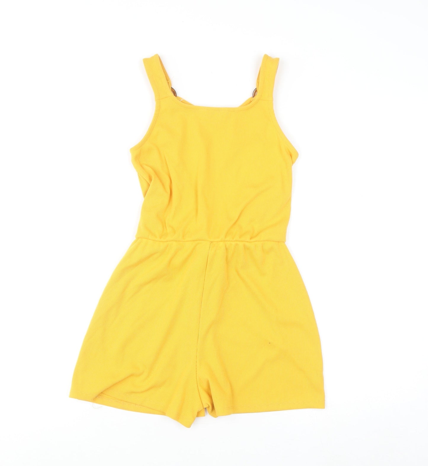 Primark Girls Yellow Ribbed Belted Sleeveless Playsuit 10-11 Years