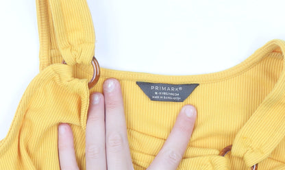 Primark Girls Yellow Ribbed Belted Sleeveless Playsuit 10-11 Years