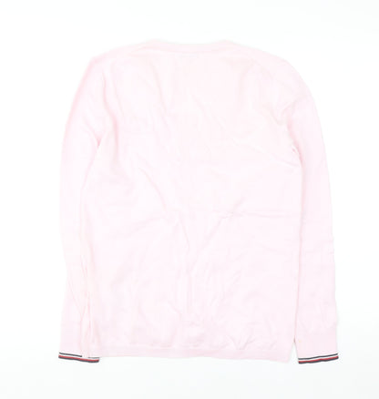 Tommy Hilfiger Women Pink V-Neck Cotton Blend Jumper M