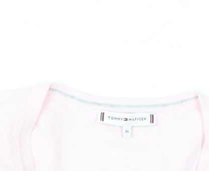 Tommy Hilfiger Women Pink V-Neck Cotton Blend Jumper M