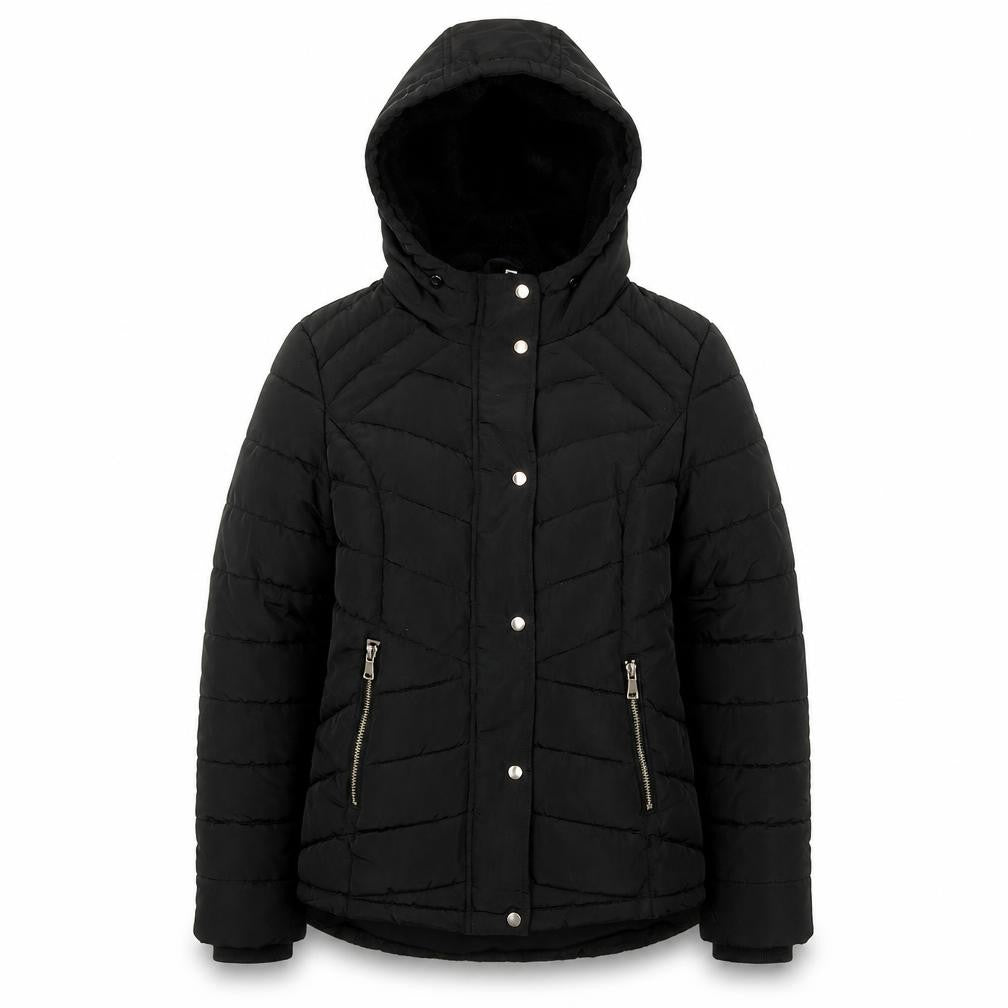 F&F Womens Black Hooded Puffer Jacket Size 12 Winter Coat