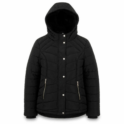 F&F Womens Black Hooded Puffer Jacket Size 12 Winter Coat