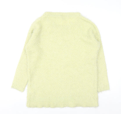 Warehouse Women Yellow Open-Knit Long Sleeve Pullover Jumper Size 10