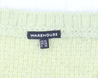 Warehouse Women Yellow Open-Knit Long Sleeve Pullover Jumper Size 10