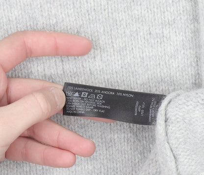 Jasper Conran Women Grey Wool Angora Belted Short Sleeve Cardigan Size 14