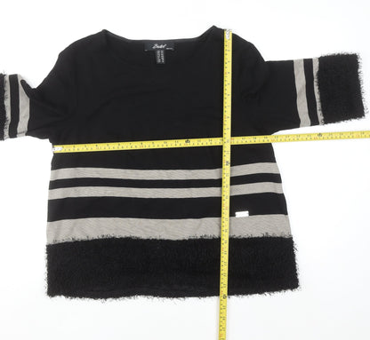 Badoo Women's Black Striped 3/4 Sleeve Tunic Blouse Size 16