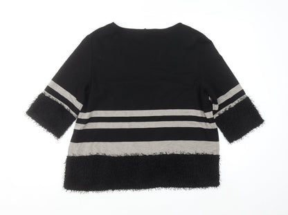 Badoo Women's Black Striped 3/4 Sleeve Tunic Blouse Size 16