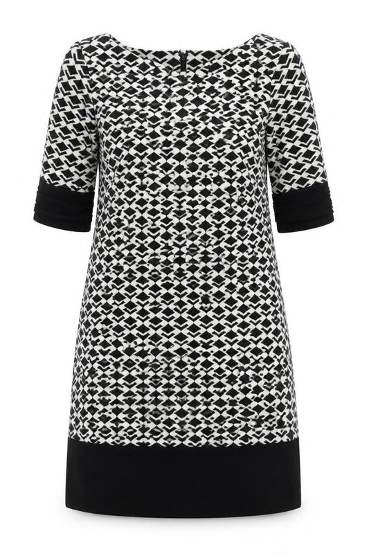Adrianna Papell Women's Black Geometric Shift Dress Size 14