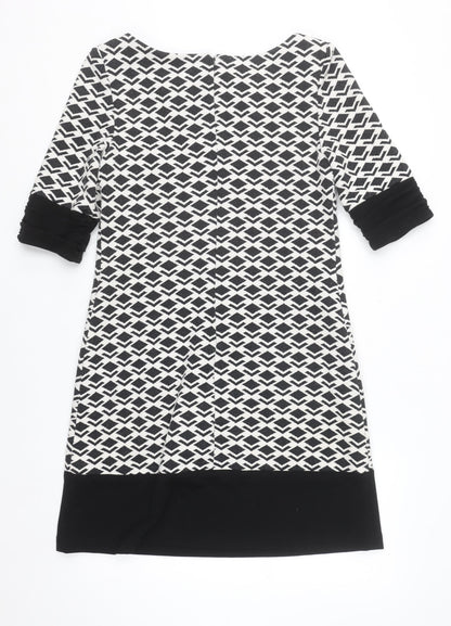 Adrianna Papell Women's Black Geometric Shift Dress Size 14