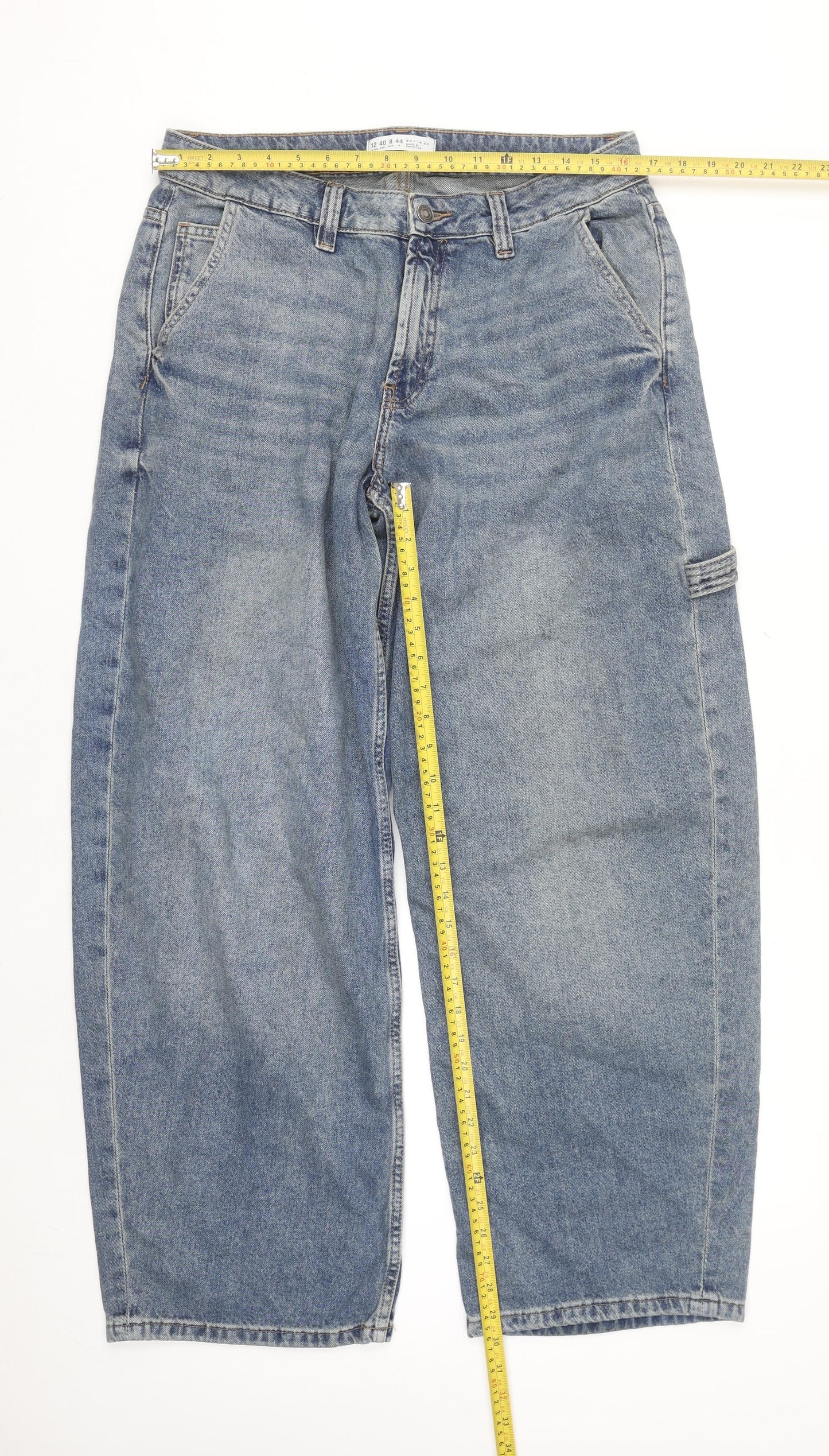 Denim Co. Women Blue Size 12 Relaxed Straight Jeans
