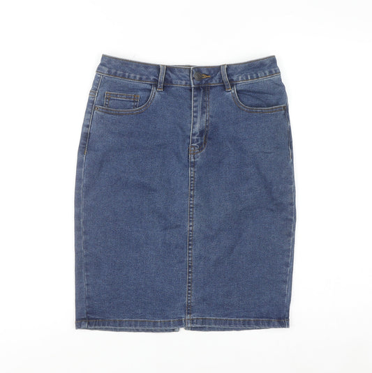 Vero Moda Women's Blue Denim Knee Length Stretch Pencil Skirt Size M