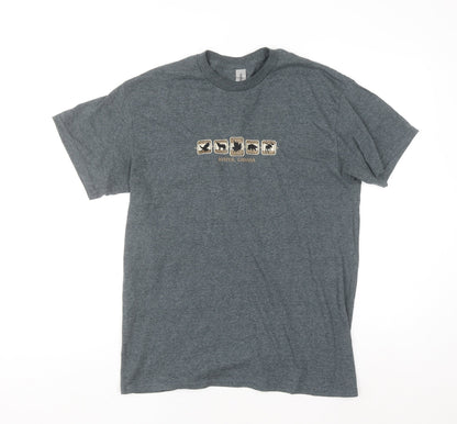 Gildan Men’s Grey Jasper Canada Animal Graphic T-Shirt Size M Regular Fit