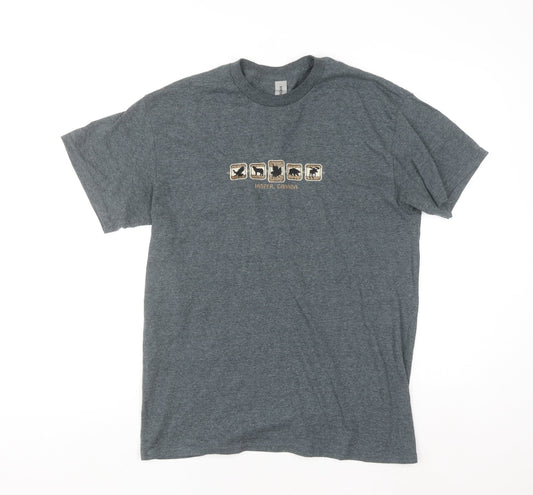 Gildan Men’s Grey Jasper Canada Animal Graphic T-Shirt Size M Regular Fit
