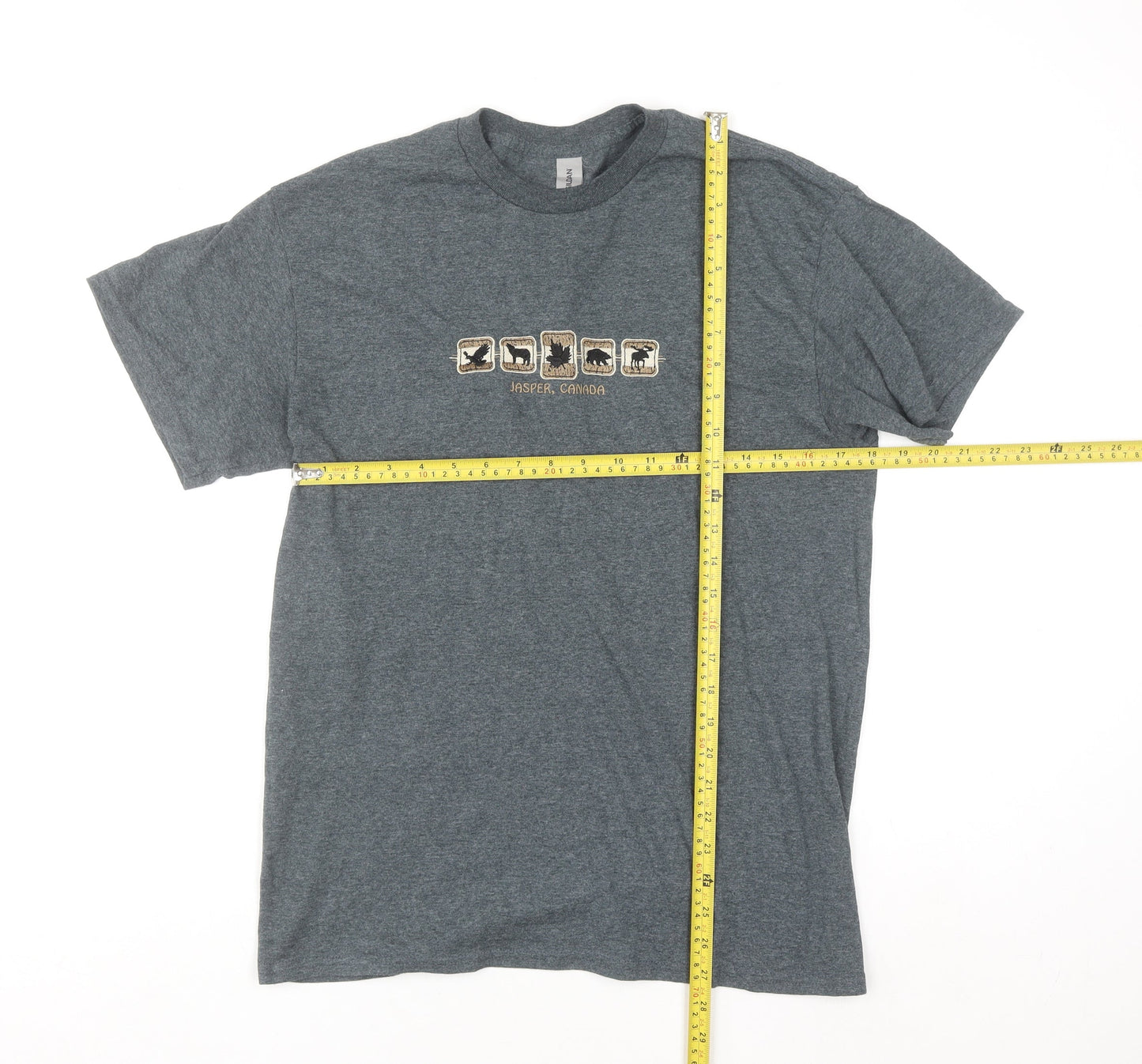 Gildan Men’s Grey Jasper Canada Animal Graphic T-Shirt Size M Regular Fit